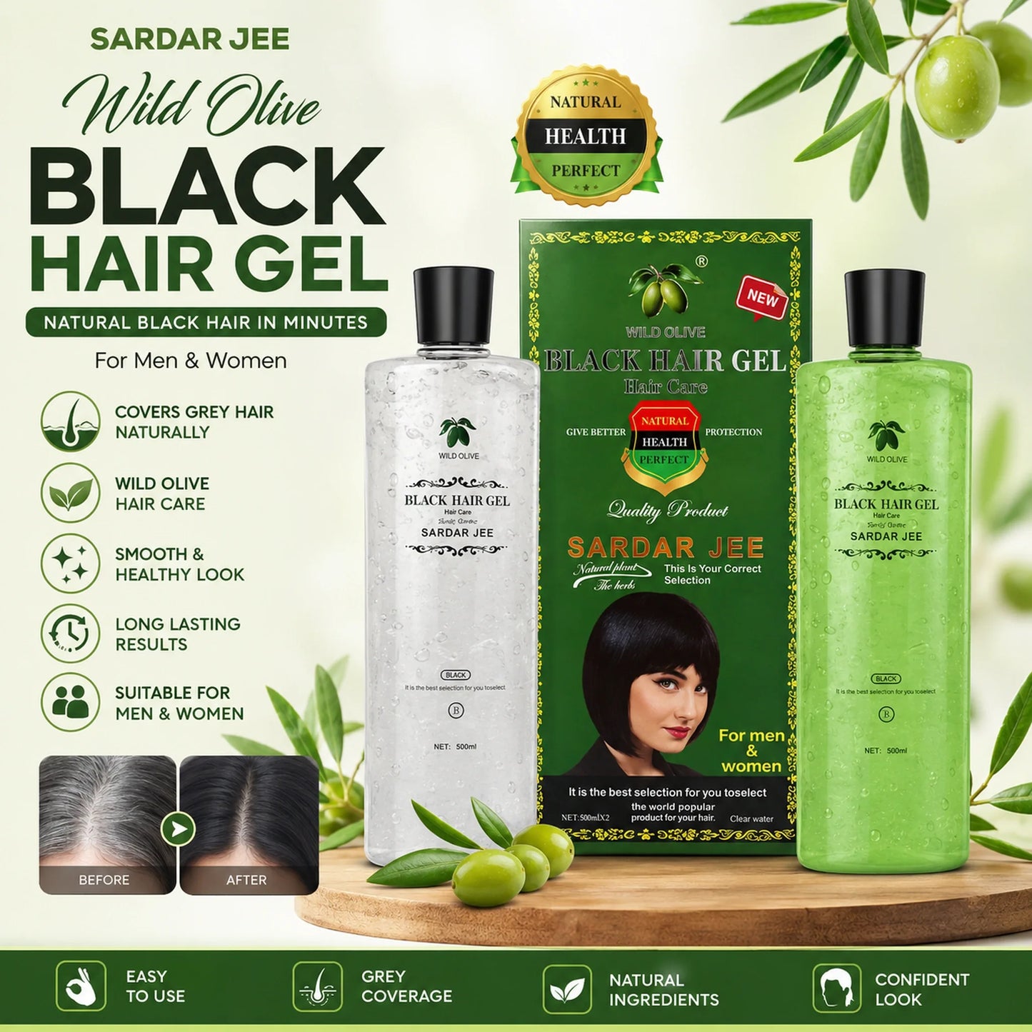 Sardar Jee Wild Olive Black Hair Color Gel