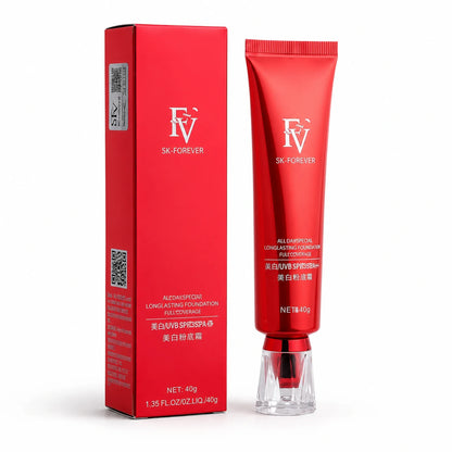 FV SK-Forever Full Coverage Foundation SPF35 red tube 40g with matching red box packaging on white background