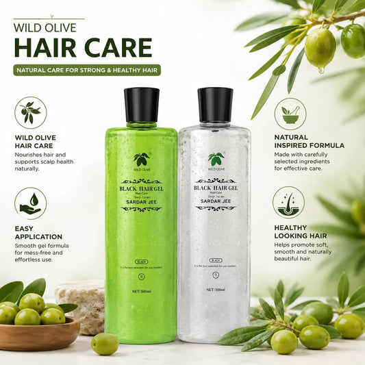 Sardar Jee Wild Olive Hair Care ingredients showing nourishing wild olive extract for healthy hair color